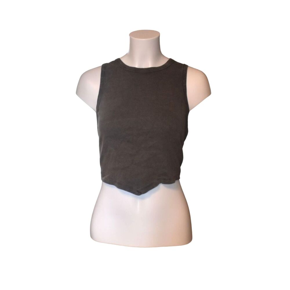 Altar'd State Sleeveless Keyhole Cutout Tank Gray Tie Back Womens Large